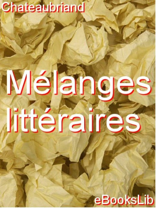 Cover image for Mélanges littéraires